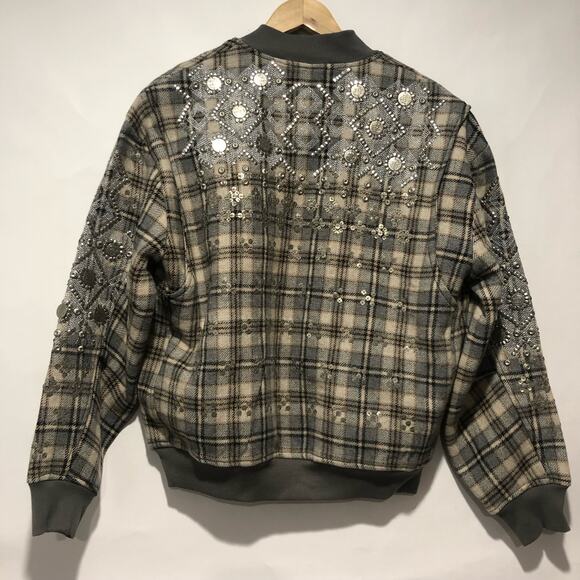 Free People Louie Embellished Oversize Bomber Jacket Size XS $428 - Picture 7 of 15